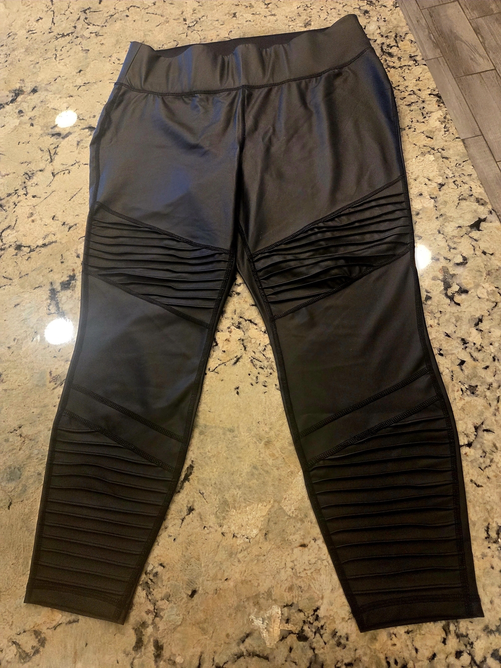 Livi Active Black Moto-Style Joggers with Ribbed Panels
